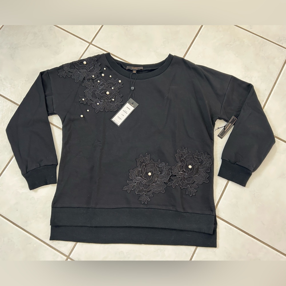 Elegant Black Embroidered Women's Top